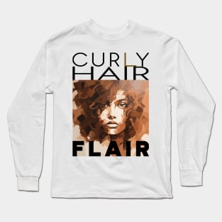 Curly hair flair style C - black text Long Sleeve T-Shirt